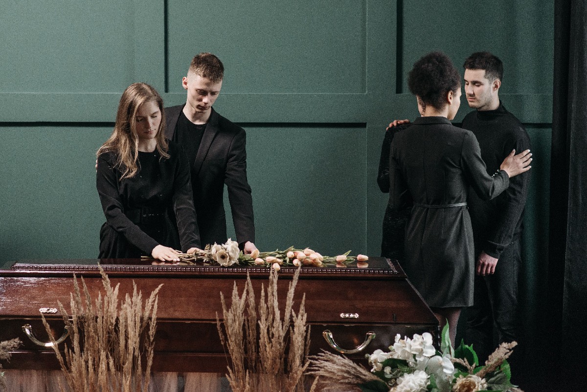 Family members at a funeral
